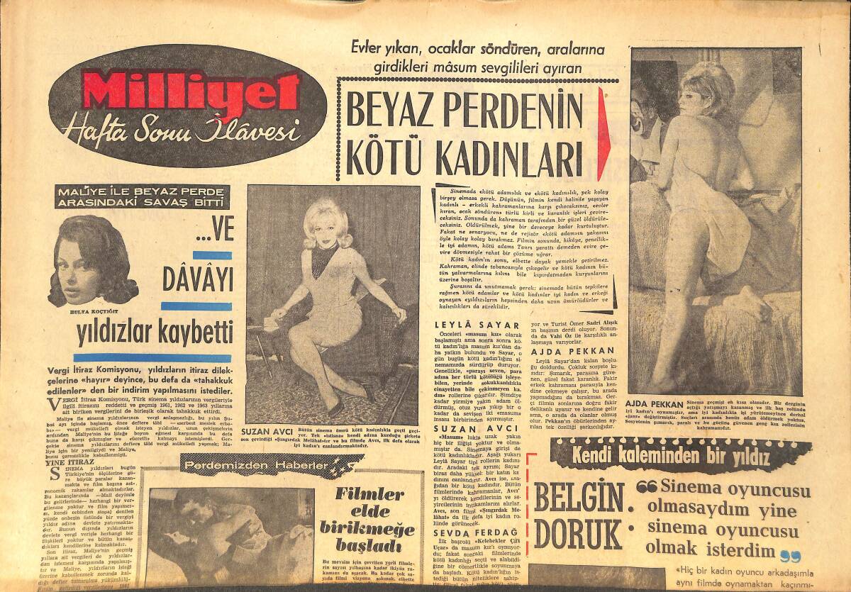 Milliyet Haftasonu Eki Gazetesi 24 Ekim 1965 - Belgin Doruk : Sinema Oyuncusu Olmasaydım Yine Sinema Oyuncusu Olmak İsterdim GZ144247 - 1