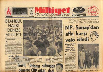 Milliyet Halk Gazetesi 1 Ağustos 1966 - İstanbul Halkı Denize Akın Etti - Türkiyeye En Çok Almanyadan Turist Geliyor GZ121499 - 1