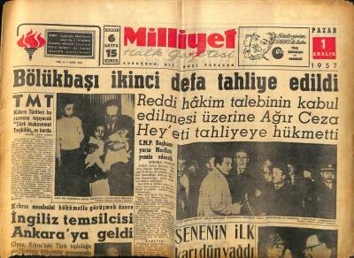 Milliyet Halk Gazetesi 1 Aralık 1957 - Gıda Maddesi Stoku Yapılıyor - İngiliz Temsilcisi Ankaraya Geldi GZ117823 - 1