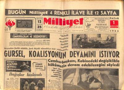 Milliyet Halk Gazetesi 1 Aralık 1963 - Kanadada Bir Uçak Düştü , 118 Kişi Öldü GZ91728 - 1