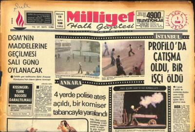 Milliyet Halk Gazetesi 1 Ekim 1976 - Profiloda Çatışma Oldu i Bir İşçi Öldü GZ105404 - 1