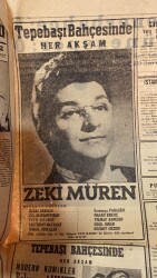 Milliyet Halk Gazetesi 1 Haziran 1958 - Tepebaşı Bahçesi Zeki Müren Reklamı GZ88904 - 2