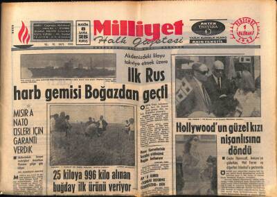 Milliyet Halk Gazetesi 1 Haziran 1967 - İlk Rus Harb Gemisi Boğazdan Geçti GZ88562 - 1