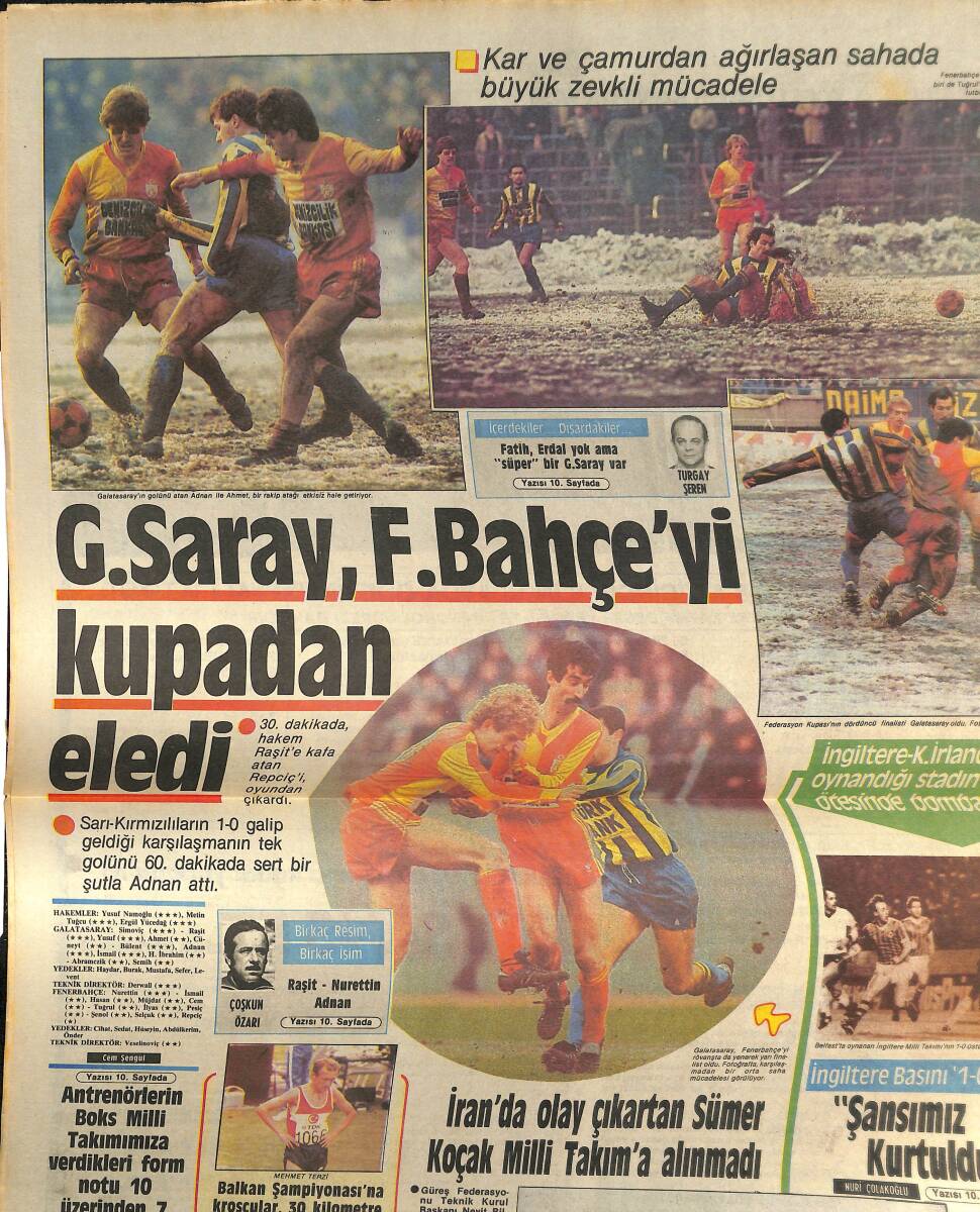 Milliyet Halk Gazetesi 1 Mart 1985 - Galatasaray , Fenerbahçe'yi Kupadan Eledi GZ159188 - 2
