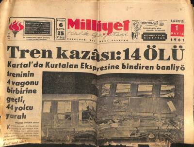 Milliyet Halk Gazetesi 1 Mayıs 1961 - Kartalda Tren Kazası 14 Ölü GZ77598 - 1
