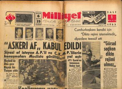 Milliyet Halk Gazetesi 1 Mayıs 1962 - Cumhurbaşkanı Kendisi İçin Dikta Rejimi İstemektedir Diyenlere Teessüf Etti GZ118191 - 1