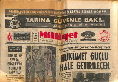 Milliyet Halk Gazetesi 1 Mayıs 1971 - Cento Konseyi Erimin Konuşmasıyle Açıldı - Anayasanın Birçok Maddesi Değişiyor GZ118370 - 1