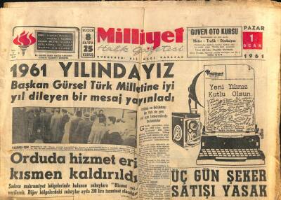 Milliyet Halk Gazetesi 1 Ocak 1961 - Meriç Ve Tunca Nehirleri Yükseldi - Kurucu Meclisin İç Tüzüğü Tamam GZ92840 - 1