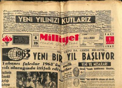 Milliyet Halk Gazetesi 1 Ocak 1963 - Dünyada Yılın Adamı Kennedy GZ79149 - 1