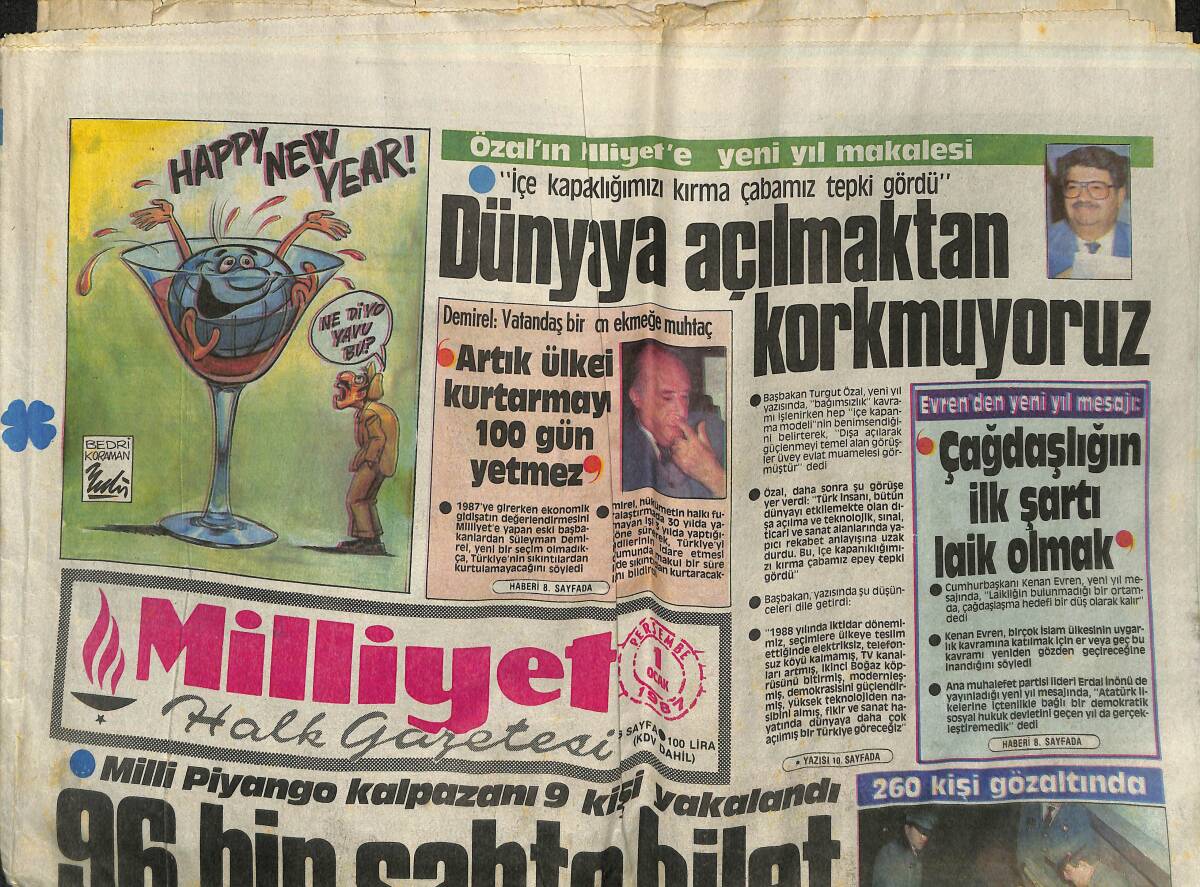 Milliyet Halk Gazetesi 1 Ocak 1987 - Derya Arbaş Evelendi - Dünya'da Yılın Sporcusu Maradona GZ152354 - 1