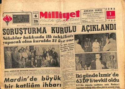 Milliyet Halk Gazetesi 1 Temmuz 1960 - Mardinde Büyük Bir Katliam İhbarı GZ92627 - 1