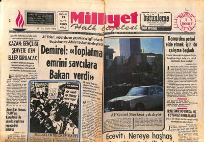 Milliyet Halk Gazetesi 1 Temmuz 1974 - AP Genel Merkezi Yıkılıyor GZ82025 - 1