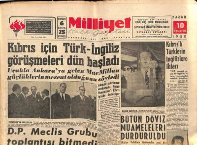 Milliyet Halk Gazetesi 10 Ağustos 1958 - Kıbrıslı Türklerin İngilizlere İhtarı GZ88686 - 1