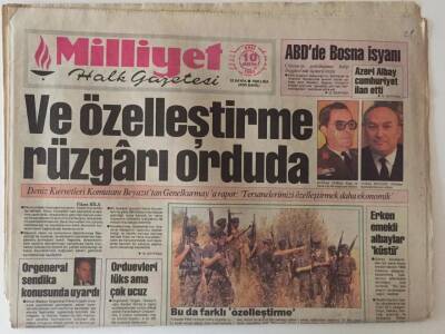 Milliyet Halk Gazetesi 10 Ağustos 1993 - Özelleştirme Rüzgarı Orduda GZ31339 - 1