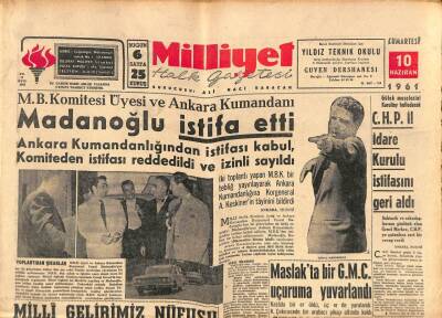 Milliyet Halk Gazetesi 10 Haziran 1961 - CHP İl İdare Kurulu İstifasını Geri Aldı GZ92766 - 1
