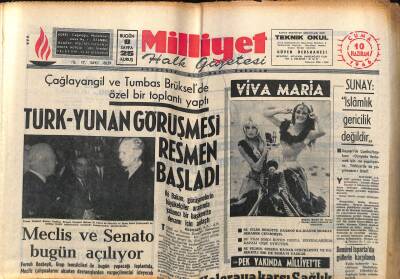 Milliyet Halk Gazetesi 10 Haziran 1966 - Meclis Ve Senato Bugün Açılıyor - Türk-Yunan Görüşmesi Resmen Başladı GZ121486 - 1
