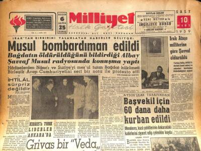 Milliyet Halk Gazetesi 10 Mart 1959 - Irak Ataşe Militerine Göre Şavvaf Öldürüldü GZ86089 - 1