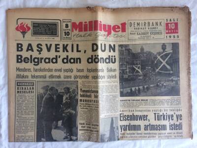 Milliyet Halk Gazetesi 10 Mayıs 1955 - Üçlü Arap Paktı İmzalanıyor GZ73532 - 1