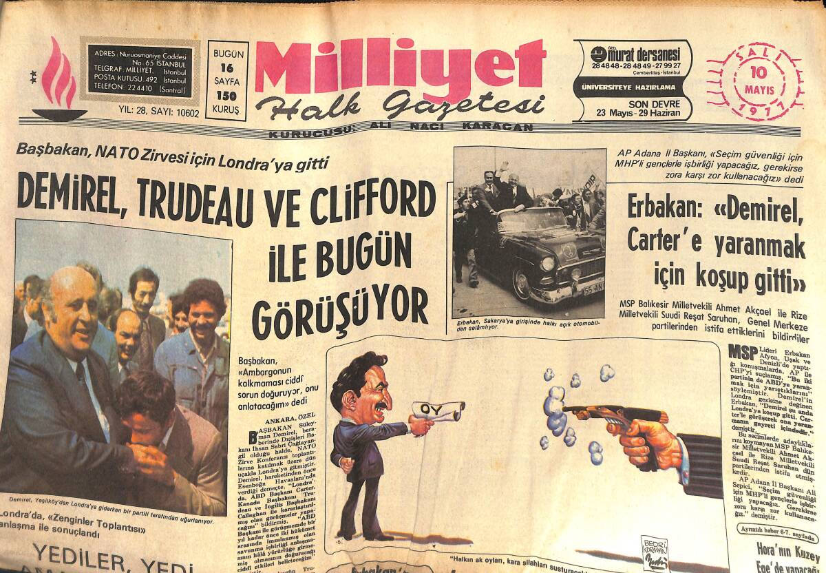 Milliyet Halk Gazetesi 10 Mayıs 1977 - Erbakan; Demirel Carter'e Yaranmak İçin Koşup Gitti - Türkiye'nin En Güçlü Ekibi Beşiktaş GZ133242 - 1