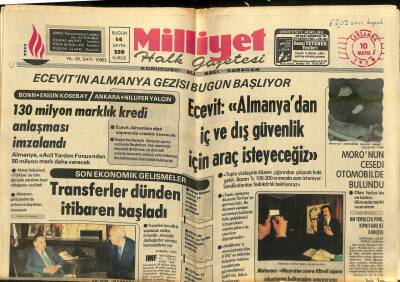 Milliyet Halk Gazetesi 10 Mayıs 1978 - Moronun Cesedi Otomobilde Bulundu - Ecevit Almanyadan İç Ve Dış Güvenlik İçin Araç İsteyeceğiz GZ121364 - 1