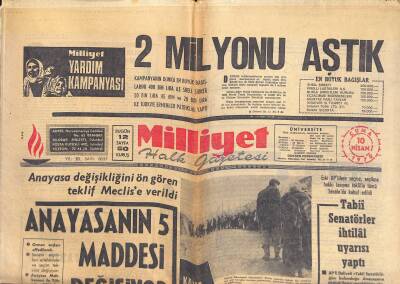 Milliyet Halk Gazetesi 10 Nisan 1970 - Tabii Senatörler İhtilâl Uyarısı Yaptı - Anayasanın 5 Maddesi Değişiyor GZ118301 - 1