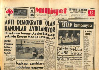 Milliyet Halk Gazetesi 10 Şubat 1961 - Topkapı Sanıkları Müdafaa Yapıyor GZ76147 - 1