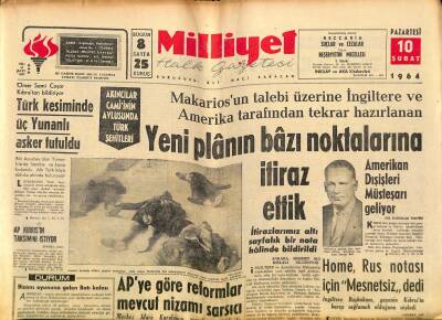 Milliyet Halk Gazetesi 10 Şubat 1964 - Habeşistan-Somali Hududundaki Çarpışmada 107 Kişi Öldü -Akıncılar Camisinin Avlusundaki Türk Şehitleri GZ121387 - 1