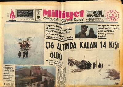 Milliyet Halk Gazetesi 10 Şubat 1976 - Trakyada Kara Ve Demiryolları Açıldı , Uçak Seferleri 17de Yeniden Başladı GZ70535 - 2