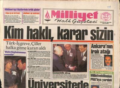 Milliyet Halk Gazetesi 11 Ağustos 1993 - Türk-İş Greve , Çiller Halka Gitme Kararı Aldı - Ali Sami Yene Soruşturma GZ96879 - 1