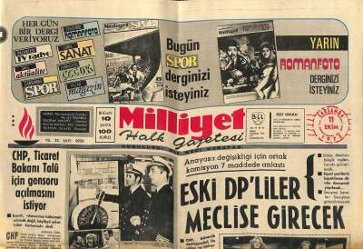 Milliyet Halk Gazetesi 11 Ekim 1972 - Kolera Suriyede 2 Kişiyi Öldürdü - Eski DPliler Meclise Girecek GZ121376 - 1