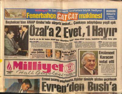 Milliyet Halk Gazetesi 11 Ekim 1989 - Ercüment Karacan Vefat Etti GZ76666 - 1