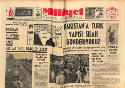 Milliyet Halk Gazetesi 11 Eylül 1965 - Pakistana Türk Yapısı Silah Gönderiyoruz GZ117809 - 1