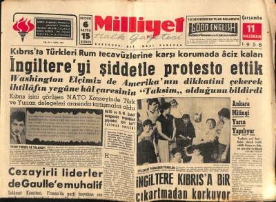 Milliyet Halk Gazetesi 11 Haziran 1958 - Cezayirli Liderler De Gaulleden Muhalif GZ88925 - 1