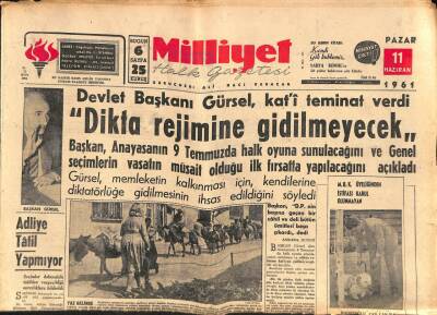 Milliyet Halk Gazetesi 11 Haziran 1961 - Madanoğlu İstifasında İsrar Ediyor GZ92767 - 1