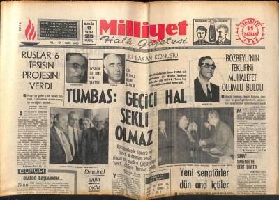 Milliyet Halk Gazetesi 11 Haziran 1966 - Bozbeylinin Teklifini Muhalefet Olumlu Buldu - Hamdullah Suphi Tanrıöver Dün Vefat Etti GZ121487 - 1