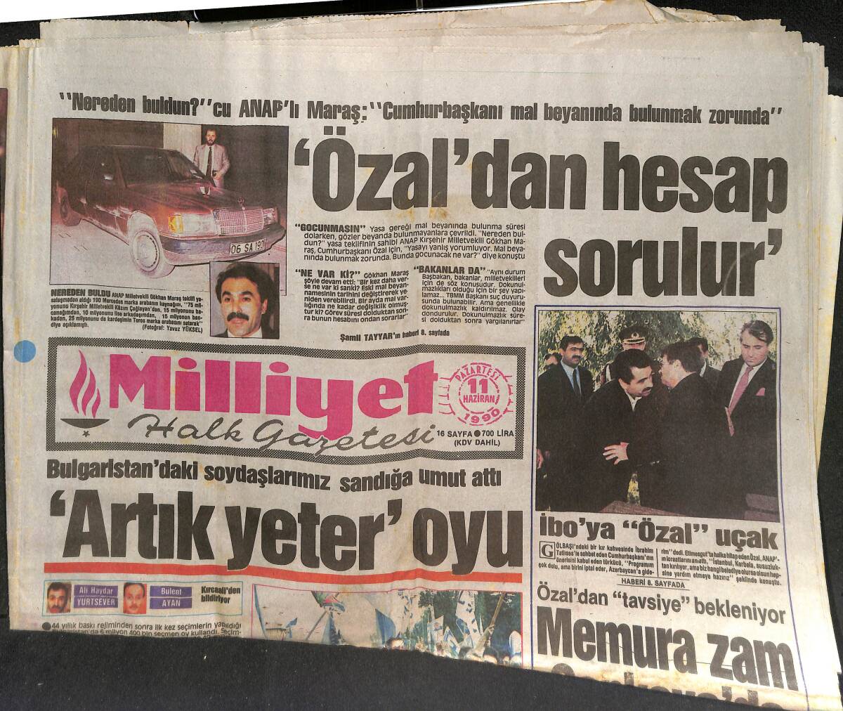 Milliyet Halk Gazetesi 11 Haziran 1990 - İbrahim Tatlıses'e Özal Uçak - Arjantin Kampına Baskın GZ152452 - 1