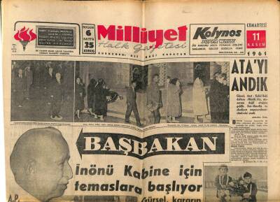 Milliyet Halk Gazetesi 11 Kasım 1961 - İnönü Kabine İçin Temaslara Başlıyor GZ79064 - 1