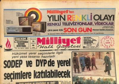 Milliyet Halk Gazetesi 11 Kasım 1983 - SODEP Ve DYPde Yerel Seçimlere Katılabilecek GZ127282 - 1