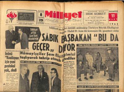 Milliyet Halk Gazetesi 11 Mart 1963 - APnin Diyarbakır Ve Adana Mitingi Yapıldı - Halid El Azmin Parçalanan Otomobili GZ120892 - 1