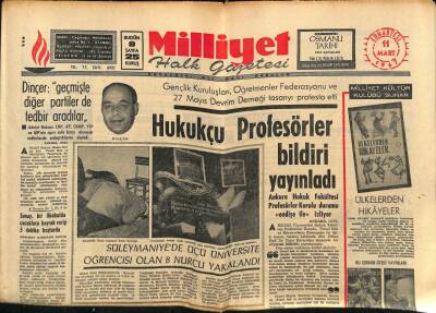 Milliyet Halk Gazetesi 11 Mart 1967 - Hukukçu Profesörler Bildiri Yayınladı GZ88483 - 1