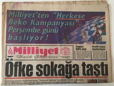 Milliyet Halk Gazetesi 11 Nisan 1994 - Sırp Katliamına Lanet Yağdı Öfke Sokağa Taştı- GZ43913 - 1