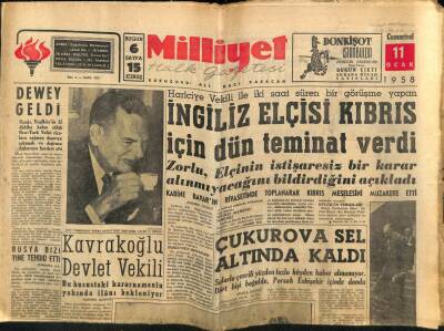 Milliyet Halk Gazetesi 11 Ocak 1958 - Çukurova Sel Altında Kaldı GZ74467 - 1