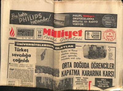 Milliyet Halk Gazetesi 11 Ocak 1969 - Türkeş Savcılığa Çağrıldı GZ70471 - 1