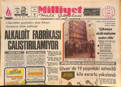 Milliyet Halk Gazetesi 11 Ocak 1983 - Alkaloit Fabrikası Çalıştırılamıyor - Alain Delon Yalnızlığı Tercih Etti GZ126573 - 1