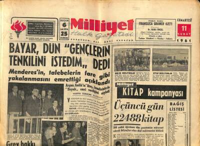 Milliyet Halk Gazetesi 11 Şubat 1961 - Mersinde Seller Ağaçları Söktü GZ76148 - 1