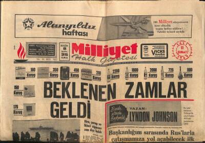 Milliyet Halk Gazetesi 11 Şubat 1969 - Türk-Amerikan Bankasının Camları Kırıldı . Ankarada Amerikan Bayrağını Gençler Yaktı GZ92614 - 1
