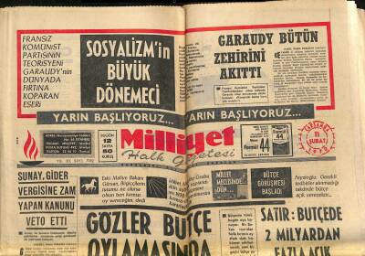Milliyet Halk Gazetesi 11 Şubat 1970 - Sunay , Gider Vergisine Zam Yapan Kanunu Veto Etti GZ118243 - 1