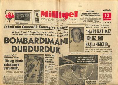 Milliyet Halk Gazetesi 12 Ağustos 1964 - Kıbrıslı Rumlar Arasında İhtilaf - Sunay , Lemnitzer İle Görüştü GZ121463 - 1