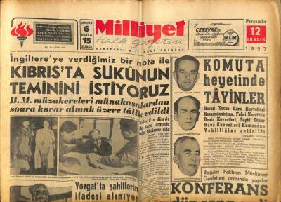Milliyet Halk Gazetesi 12 Aralık 1957 - Zorlu Bugün Parise Gidiyor - Kıbrısta Sükûnun Teminini İstiyoruz GZ117842 - 1