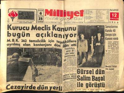 Milliyet Halk Gazetesi 12 Aralık 1960 - Gürsel Dün Selim Başol İle Görüştü GZ81284 - 1